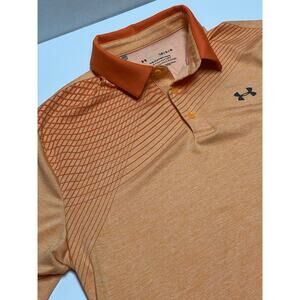 Under Armour Polo Shirt Men's Large Orange Playoff Polo Golf Short Sleeve